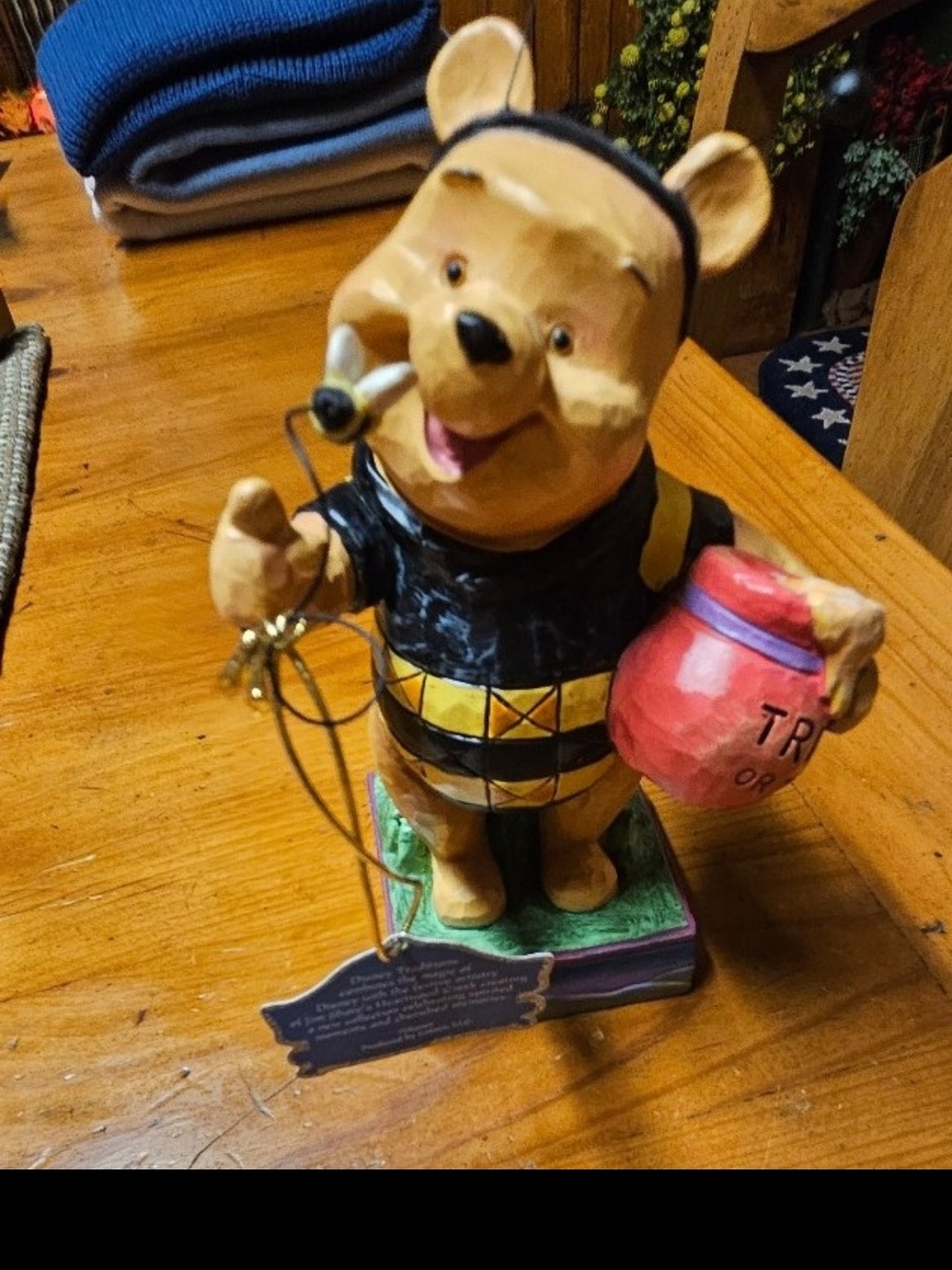 Jim Shore Winnie the Pooh Bee Figurine - Yellow, Black, Red, Gold